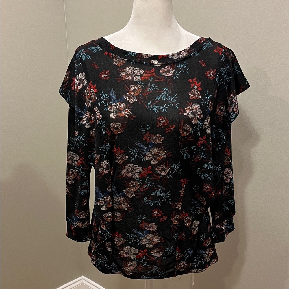 Free People Floral Ruffle Blouse